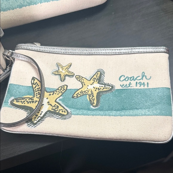 Coach Starfish Canvas Tote Set - Cream and Teal - Picture 6 of 12